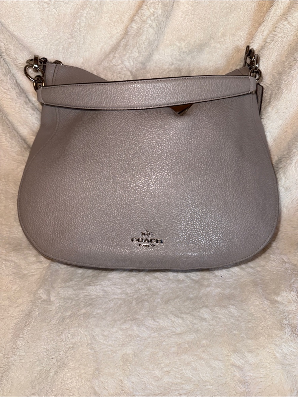 Coach Pebbled Leather Shoulder Bag in Gray